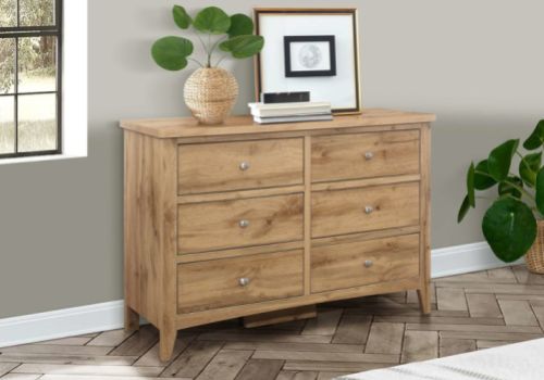 Birlea Hampstead Oak Finish 6 Drawer Chest