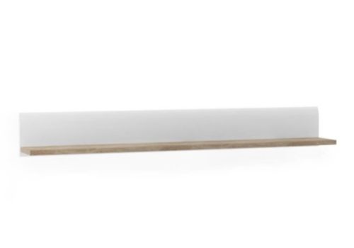 FTG Chelsea Living Designer Wall Shelf in white with a Truffle Oak Trim