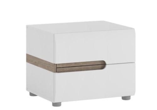 FTG Chelsea Bedroom 2 Drawer Bedside in white with an Truffle Oak Trim