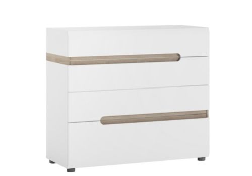 FTG Chelsea Bedroom 4 drawer Chest in white with an Truffle Oak Trim