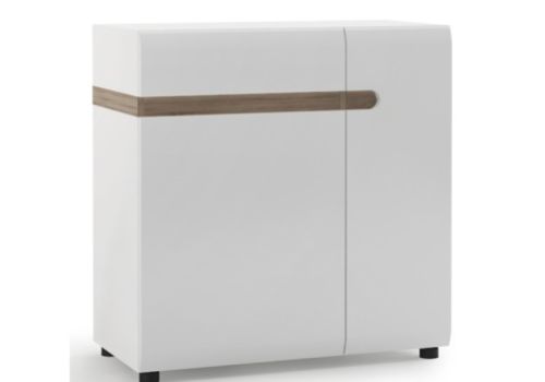 FTG Chelsea Living 1 drawer 2 door sideboard in white with an Truffle Oak Trim (85cm)