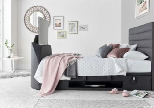 Kaydian Appleton 6ft Super Kingsize Slate Grey Fabric Ottoman TV Bed