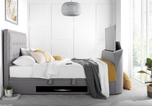 Kaydian Falmer 5ft Kingsize Marbella Grey Fabric Ottoman TV Bed