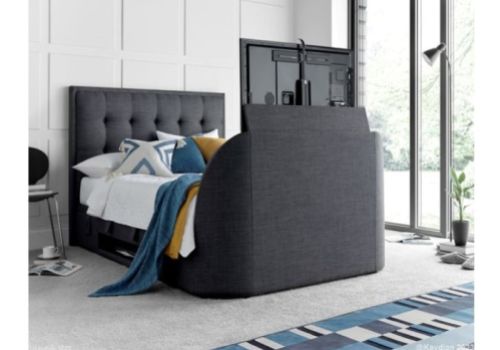 Kaydian Falmer 6ft Super Kingsize Slate Grey Fabric Ottoman TV Bed