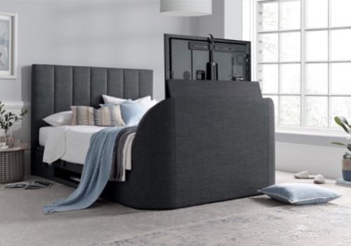 Kaydian Medway 5ft Kingsize Slate Grey Fabric Ottoman TV Bed