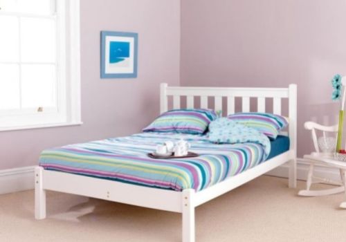 Friendship Mill Shaker Low Foot End 4ft Small Double Pine Wooden Bed Frame In White