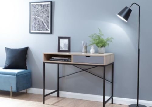 GFW Telford Computer Desk In Light Oak And Grey