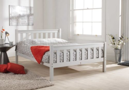 Friendship Mill Shaker High Foot End 3ft Single Pine Wooden Bed Frame In Grey
