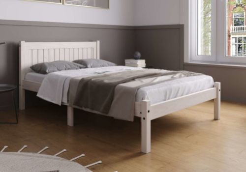 Birlea Rio 4ft Small Double White Washed Pine Wooden Bed Frame