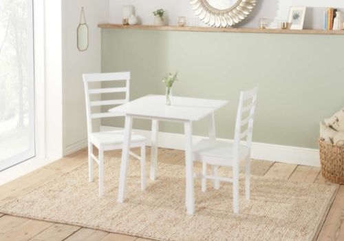 Birlea Stonesby Square Dining Set With 2 Upton Chairs In White