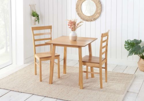 Birlea Stonesby Square Dining Set With 2 Upton Chairs In Oak