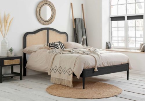 Birlea Leonie Black And Rattan 4ft6 Double Bed Frame
