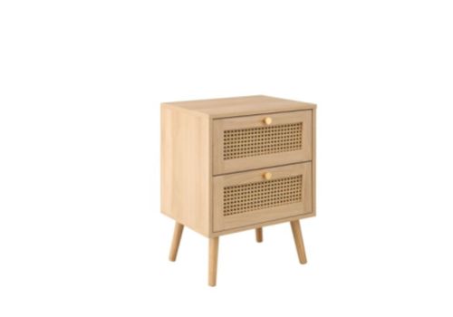 Birlea Croxley Rattan And Oak Finish 2 Drawer Bedside