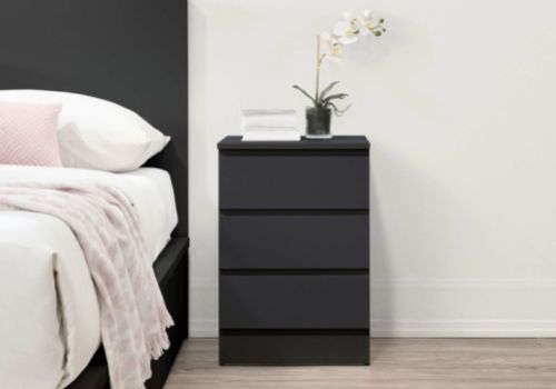 Birlea Oslo Black 3 Drawer Bedside