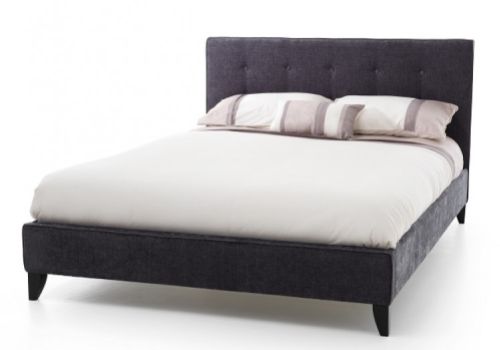 Serene Chelsea 4ft Small Double Charcoal Fabric Bed Frame With Ebony Feet