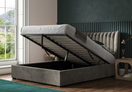 Emporia Harcourt 6ft Super Kingsize Mid Grey Velvet Fabric Ottoman Bed