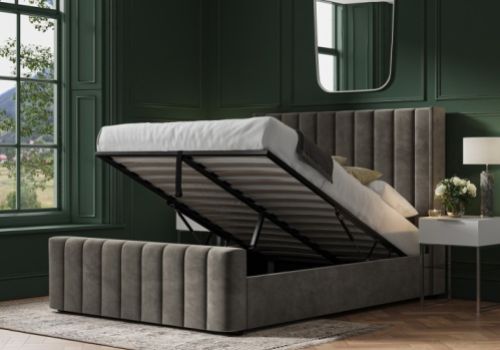 Emporia Kilworth 4ft6 Double Mid Grey Velvet Fabric Ottoman Bed