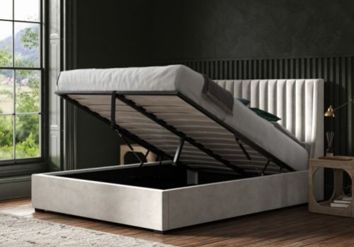 Emporia Bramcote 4ft6 Double Light Grey Velvet Fabric Ottoman Bed