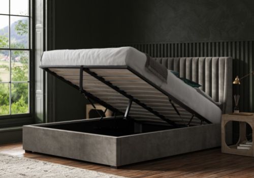 Emporia Bramcote 6ft Super Kingsize Mid Grey Velvet Fabric Ottoman Bed