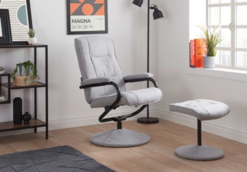 Birlea Memphis Grey Fabric Swivel Chair And Stool