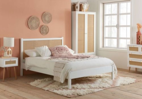 Birlea Croxley Rattan And White Finish 4ft6 Double Bed Frame
