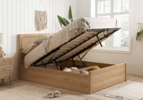 Birlea Croxley Rattan And Oak Finish 5ft Kingsize Ottoman Bed Frame