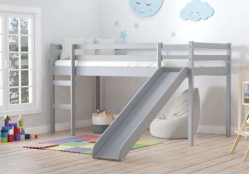 Birlea Frankie 3ft Single Grey Wooden Midsleeper Bed With Slide
