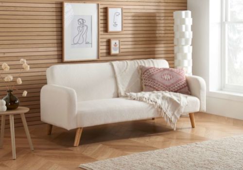 Birlea Micah White Boucle Teddy Fabric Sofa Bed