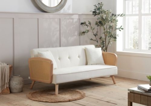 Birlea Mila Rattan And White Fabric Sofa Bed