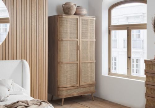 Birlea Noah Rattan 2 Door 1 Drawer Wardrobe