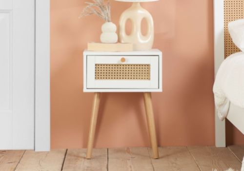 Birlea Croxley Rattan And White Finish 1 Drawer Bedside