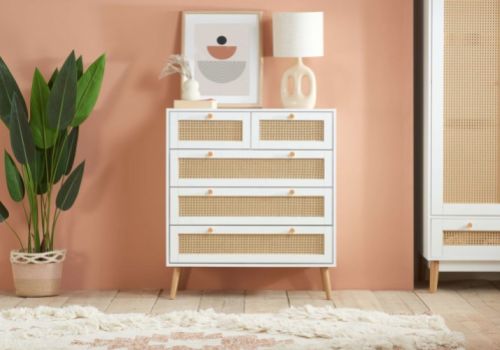 Birlea Croxley Rattan And White Finish 5 Drawer Chest