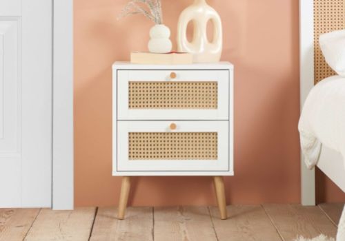 Birlea Croxley Rattan And White Finish 2 Drawer Bedside
