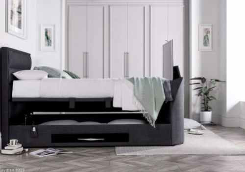 Kaydian Kirkley 4ft6 Double Slate Grey Fabric Ottoman TV Bed