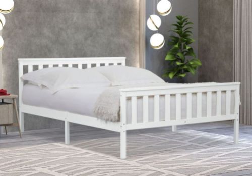 Flintshire Marnel 4ft6 Double White Wooden Bed Frame