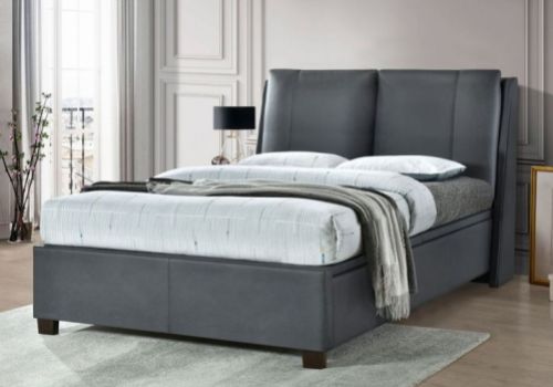 Flintshire Ashleigh 4ft6 Double Grey PU Leather Ottoman Bed