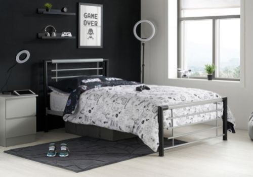 Birlea Faro 3ft Single Black And Silver Metal Bed Frame