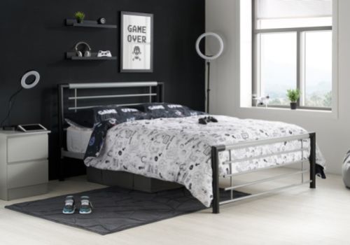 Birlea Faro 4ft6 Double Black And Silver Metal Bed Frame