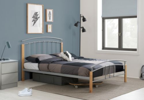 Birlea Tetras 4ft6 Double Silver Metal Bed Frame