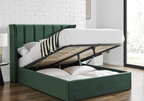 Limelight Polaris 5ft Kingsize Emerald Green Fabric Ottoman Bed Frame