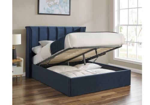 Limelight Polaris 5ft Kingsize Navy Blue Fabric Ottoman Bed Frame