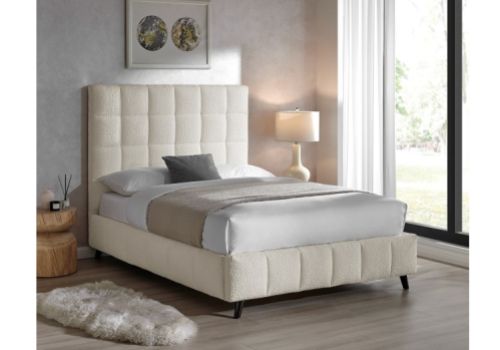 Limelight Starla Square 5ft Kingsize Ivory Boucle Fabric Bed Frame