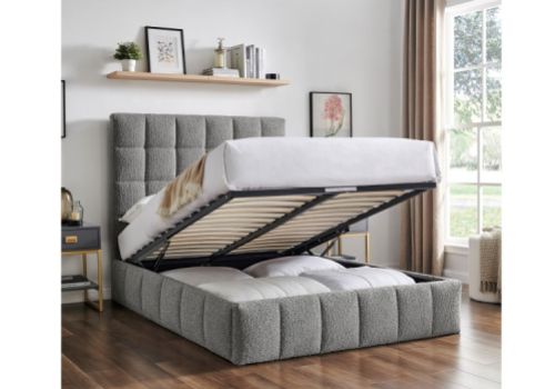 Limelight Starla Square 4ft6 Double Dove Grey Boucle Fabric Ottoman Bed Frame