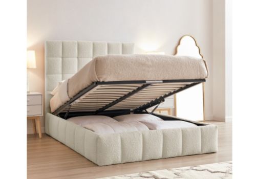 Limelight Starla Square 4ft6 Double Ivory Boucle Fabric Ottoman Bed Frame