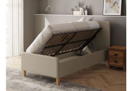 GFW Ashbourne 3ft Single Natural Fabric Side Lift Ottoman Bed Frame