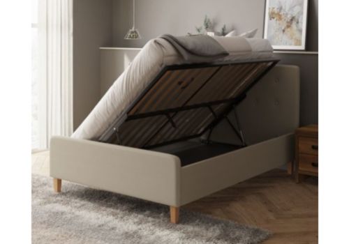 GFW Ashbourne 5ft Kingsize Natural Fabric Side Lift Ottoman Bed Frame