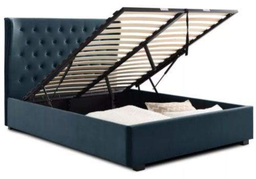 STORE CLEARANCE Kensington 4ft6 Dark Blue Fabric Ottoman Bed Frame