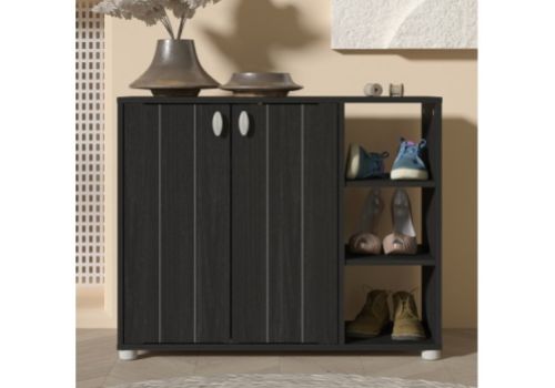 GFW Bideford Shoe Cabinet Rustick Black Oak Effect Finish