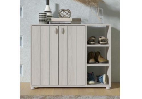 GFW Bideford Shoe Cabinet Warm Grey Oak Effect Finish