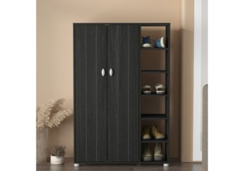 GFW Bideford Tall Shoe Cabinet Rustick Black Oak Effect Finish